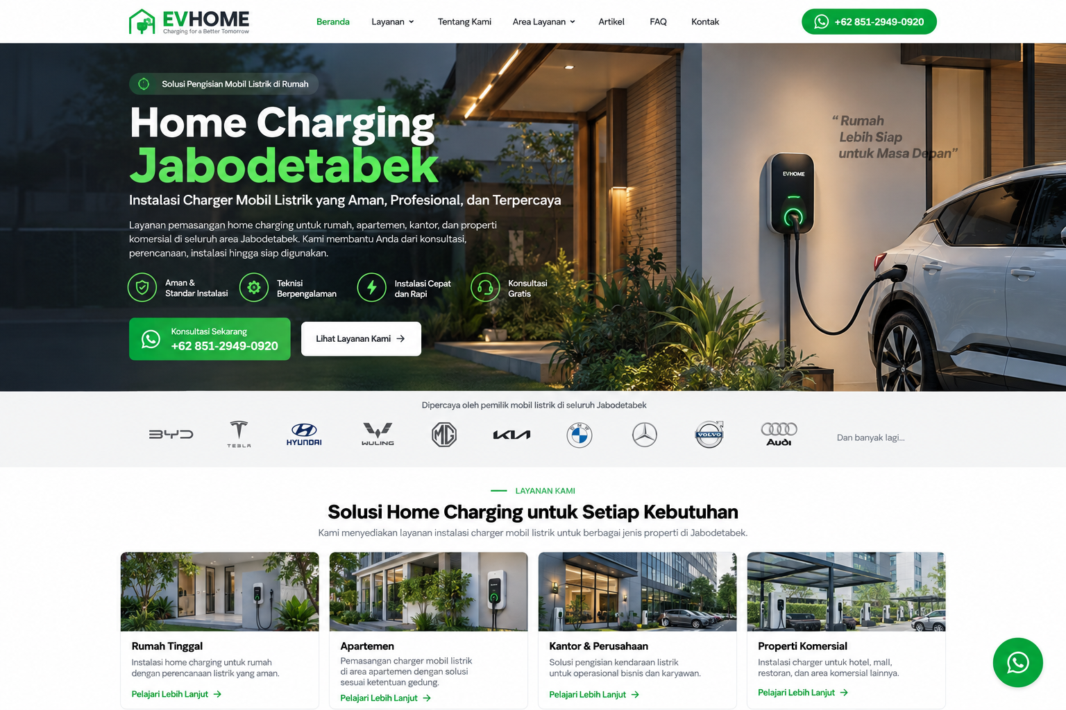 Ilustrasi home charging mobil listrik di rumah